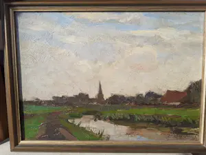Jan Hendrik Weissenbruch - Polderlandschap met dorpsgezicht kopen? Bied vanaf 520!