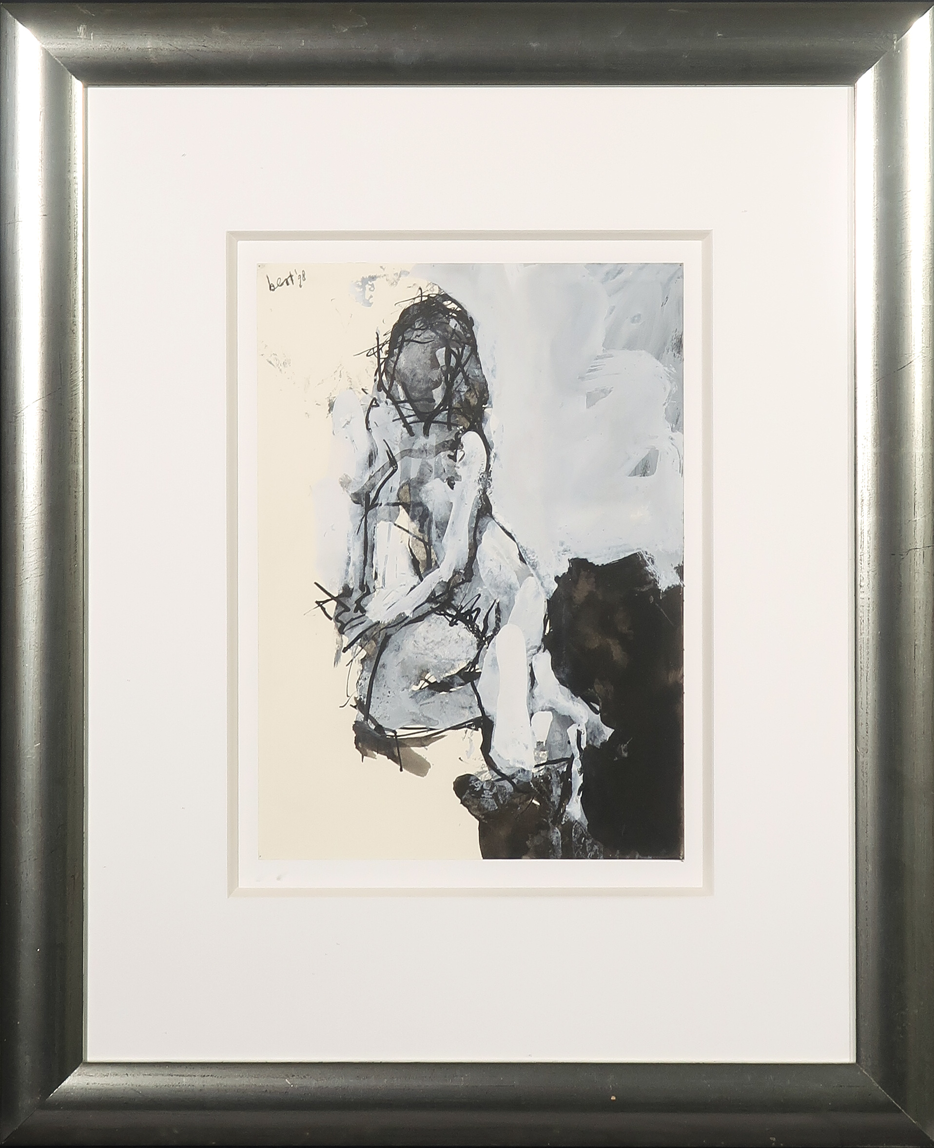 Bert van Zelm - Gouache, Naakt - Ingelijst verkocht voor € 80!