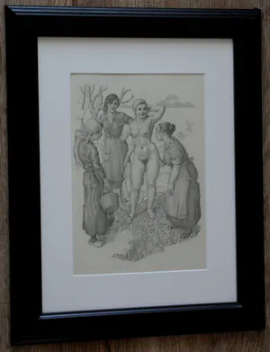 Huib de Ru - Potloodtekening: Naakte dame kopen? Bied vanaf 150!