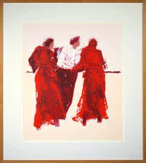 Wil Willemsen - Zeefdruk, Look around - Ingelijst verkocht voor € 50!