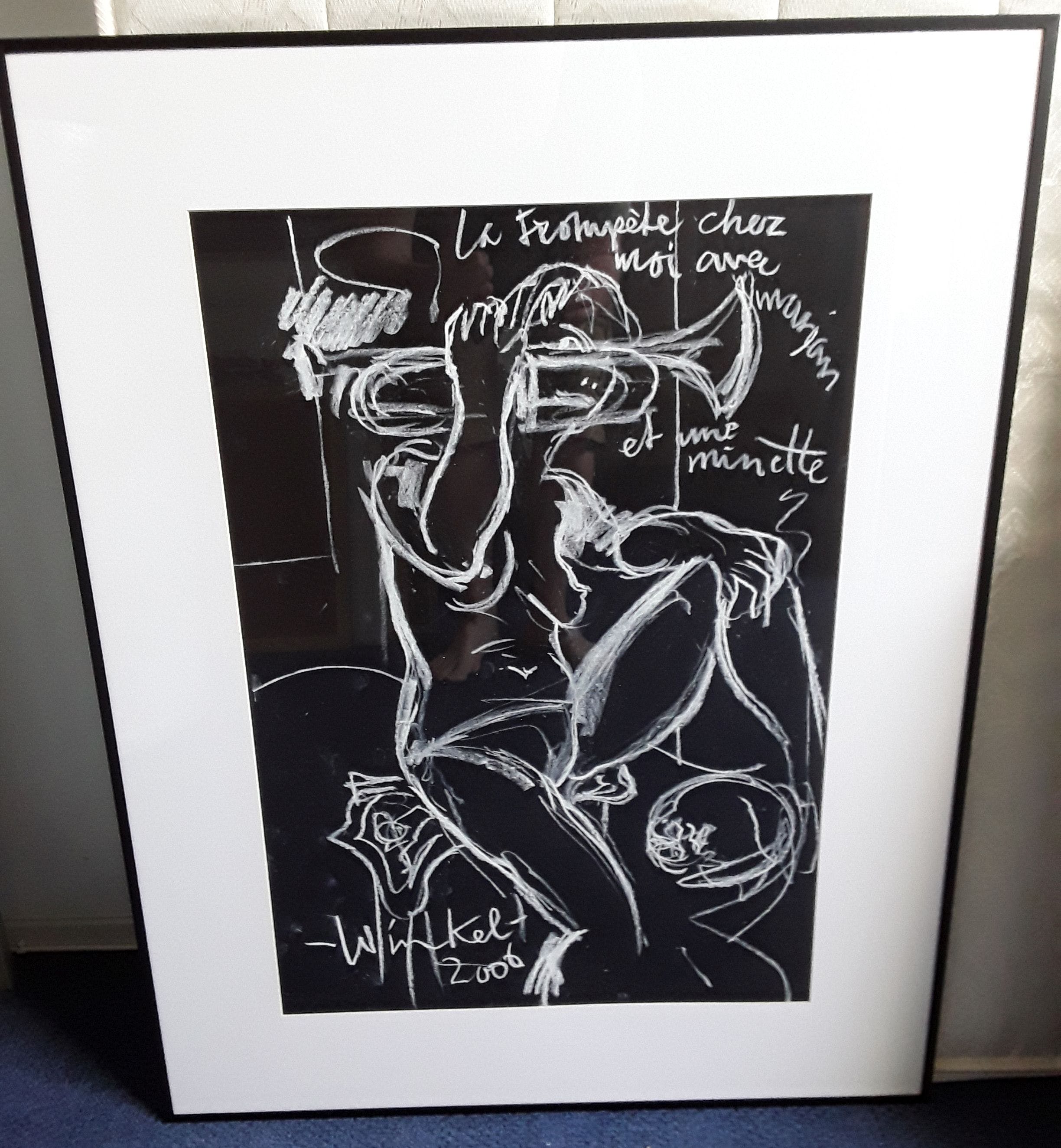 Arien Winkel - La Trompète chez.... wit krijt op zwart papier kopen? Bied vanaf 100!