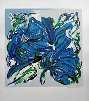 AcheterMaartje Wijngaarden - Kleurenzeefdruk FLOWERS BLUE Handgesigneerd? Enchérissez de 49!