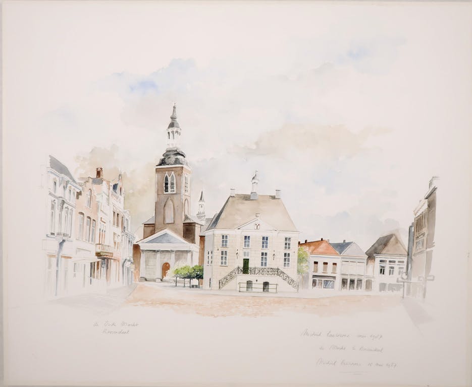 Michiel Laernoes - Aquarel, De oude markt te Roosendaal kopen? Bied vanaf 1!