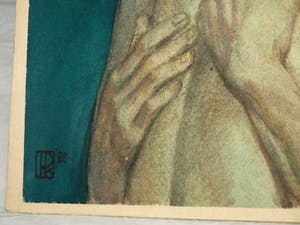 Klaas Pijlman - Gouache , “Liefdespaar” – 1988 kopen? Bied vanaf 1!