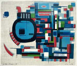 Wim Motz - Geometrisch abstracte compositie, litho verkocht voor € 95!