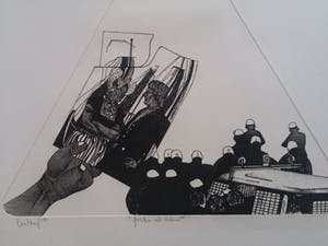 Dick ten Haaf - Groeten uit Holland II - Provo - driehoeks ets / aquatint kopen? Bied vanaf 10!