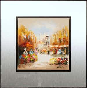 Henry Brand - Olieverf op doek, Terrasjes - Ingelijst verkocht voor € 1!