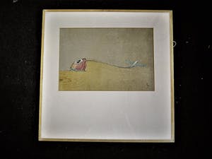 Niet of onleesbaar gesigneerd - Galerie Hofstee F"furt - handgekleurde Ets - Vis en Vliegtuig - gesigneerd kopen? Bied vanaf 10!