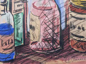Niet of onleesbaar gesigneerd - jaren 40 of 50 expressionistisch stilleven met flessen - gesigneerd kopen? Bied vanaf 1!