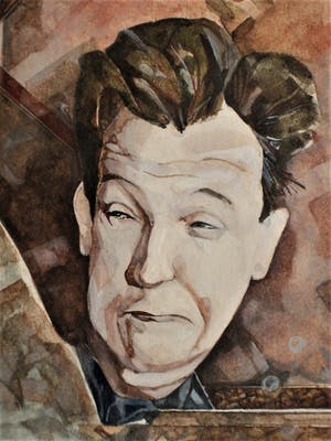 Maus Slangen - (Semarang 1948-) Knap geschilderde Aquarel "Laurel and Hardy" gesigneerd kopen? Bied vanaf 10!
