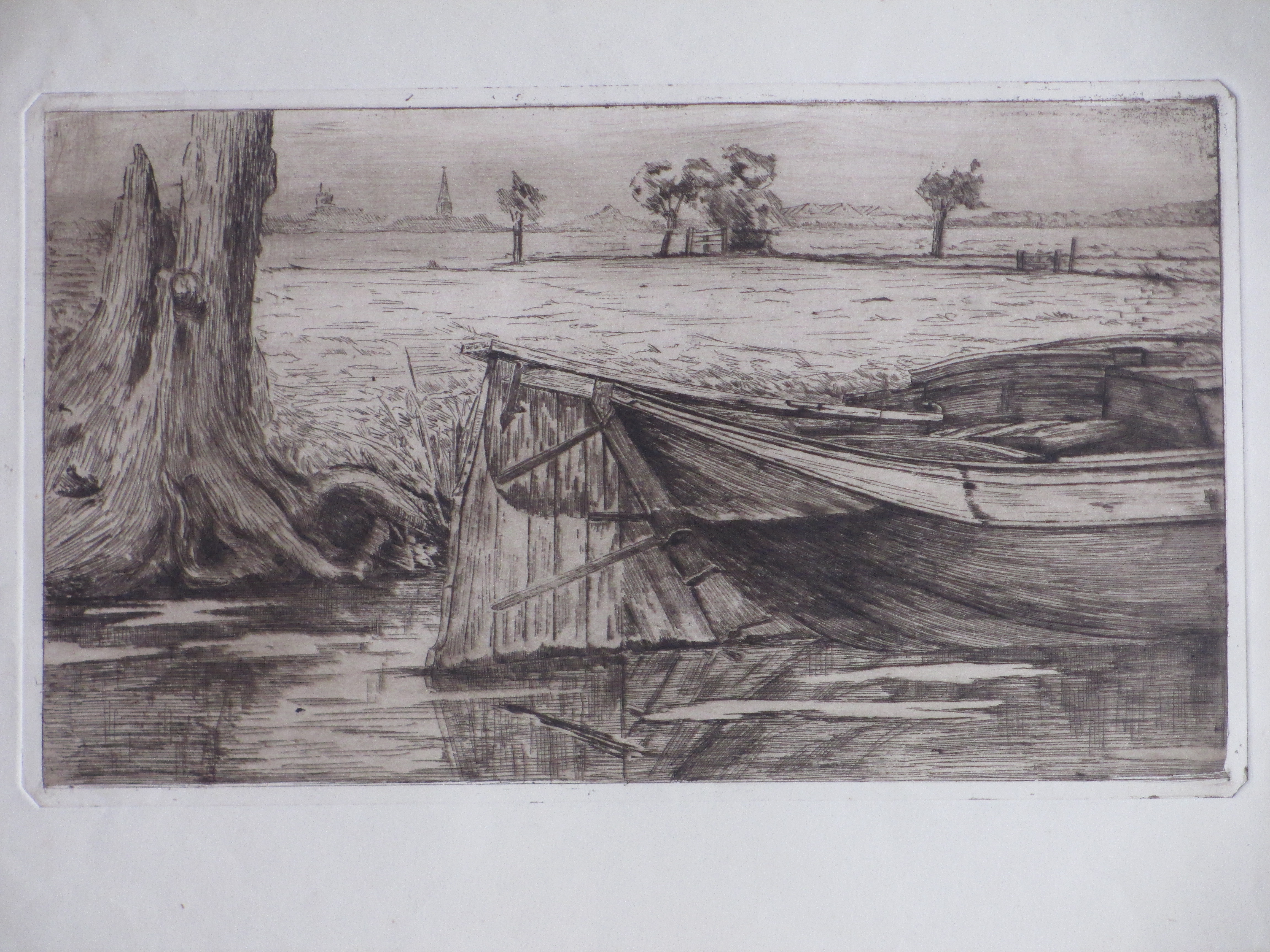 Enno Brokke - J.Brokke, Boot in poldersloot, Ets kopen? Bied vanaf 1!