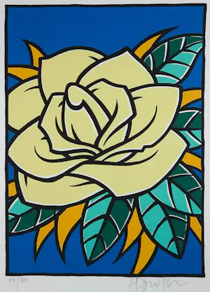 Henk Schiffmacher - Zeefdruk op papier, Gele roos - Ingelijst kopen? Bied vanaf 80!