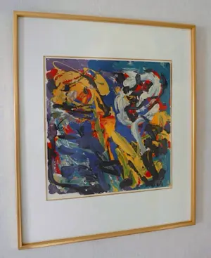 Karel Appel - Spelend in blauw kopen? Bied vanaf 1100!
