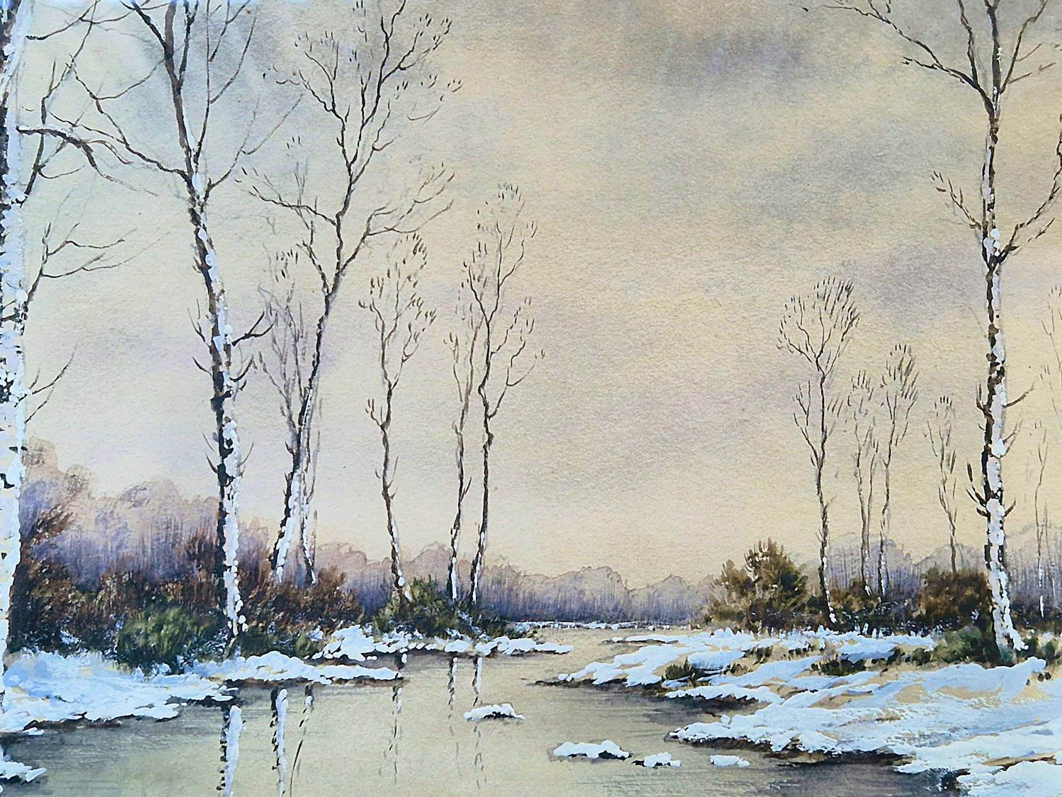 Louis Willem van Soest - Sfeervol, omstreeks 1920 geschilderde Gouache "winterlandschap" in lijst kopen? Bied vanaf 248!