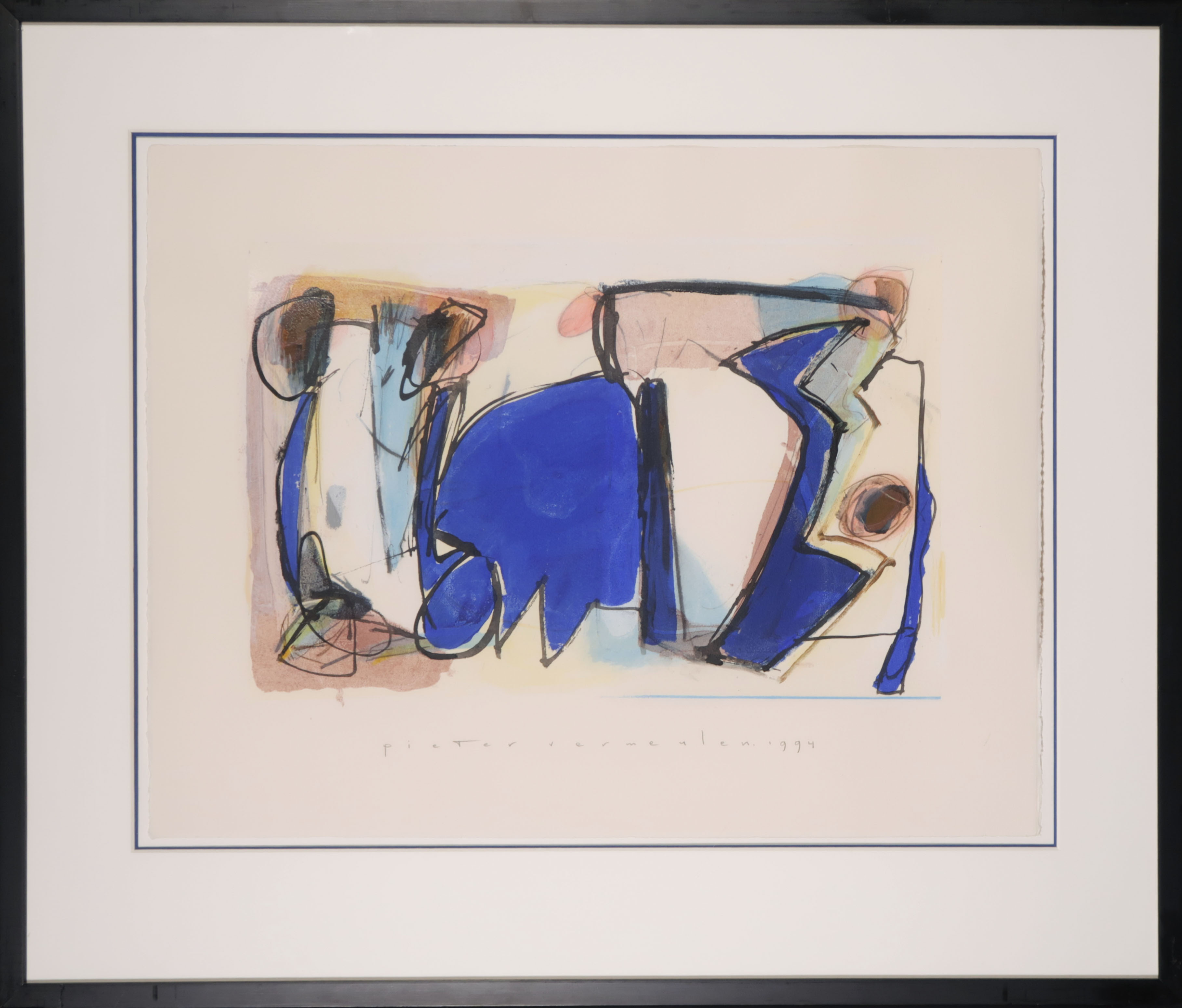 Pieter Vermeulen - Gemengde techniek, Z.T. - Ingelijst verkocht voor € 35!