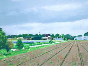 Gineke Zikken - Zeefdruk, Bollenschuur verkocht voor € 35!