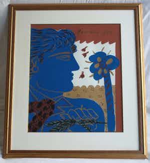 Alexandre Fassianos - Litho, ingelijst , “Mythologische voorstelling” – nr. 1 van 50 ex. verkocht voor € 100!