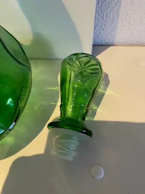 Empoli Glas - Vintage dimpled green kristallen wijnkaraf, Empoli ‘Genie’ bottle. kopen? Bied vanaf 55!