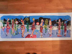 Espen Hagen - Gr Zeefdruk (50x135 cm) GOING TO WORK Hand gesigneerd kopen? Bied vanaf 50!
