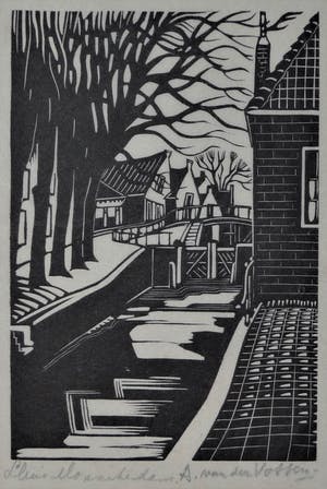 Andre van der Vossen - Complete vrij zeldzame serie van 10 houtsnedes met vissersplaatsen in Nederland kopen? Bied vanaf 275!