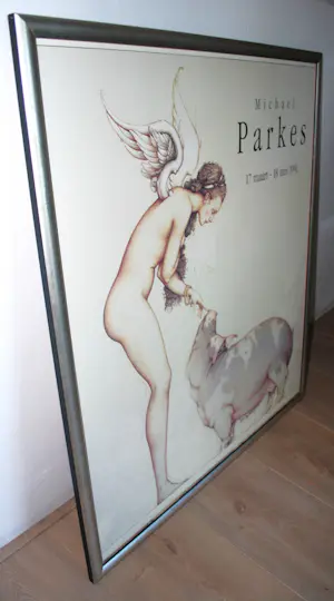 Michael Parkes - zeer grote en zeldzame affiche op karton, prachtig ingelijst - kopen? Bied vanaf 95!
