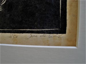 Jac. de Beer - Verstilde handingekleurde Houtsnede "bloemen in vaas" kleine oplage 3/50 kopen? Bied vanaf 20!