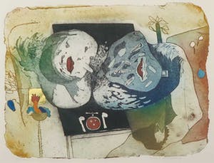 Michel van Overbeeke - Kleurenets met bladgoud, Meal II - Ingelijst kopen? Bied vanaf 50!