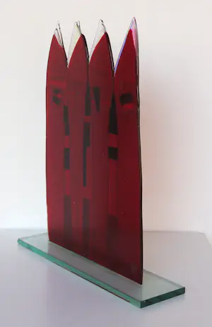 Bert Grotjohann - Glas, Kleurrijk abstract glazen object kopen? Bied vanaf 150!