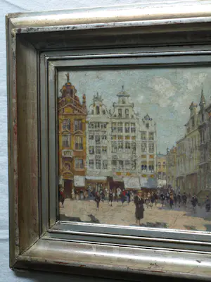 Sophus Levinsen - Olieverf op board , ingelijst , De Grote Markt in Brussel kopen? Bied vanaf 250!