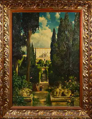 Hermann Nestel - olieverf op doek, Villa D'Este - Ingelijst verkauft für € 1000!