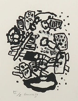 Corneille - Zeefdruk, Zonder titel - Ingelijst kopen? Bied vanaf 200!