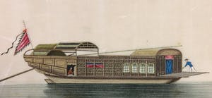 Niet of onleesbaar gesigneerd - Aquarel op rijstpaper, Schip kopen? Bied vanaf 1!