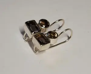 Nieuwe zilveren Oorbellen met gefacetteerde rookkwarts: kopen? Bied vanaf 60!