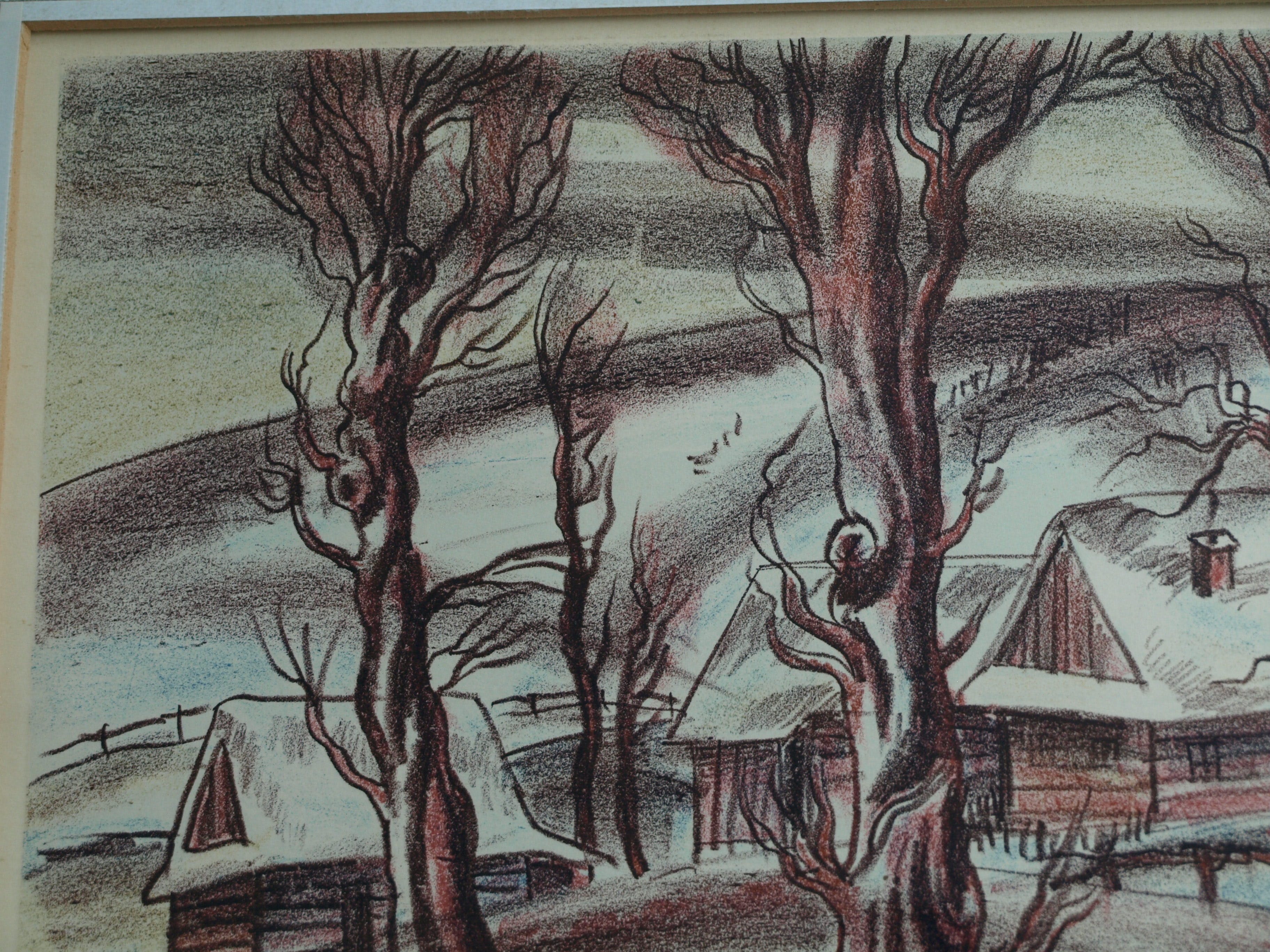 Luděk Majer - Litho, Winterlandschap 1 – gesigneerd & ingelijst – nr 41/50 - 1987 kopen? Bied vanaf 1!