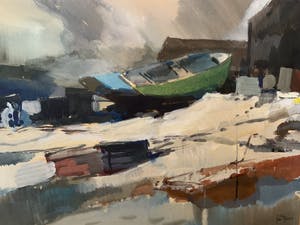 Jos Rovers - Dock met boten in de sneeuw kopen? Bied vanaf 100!