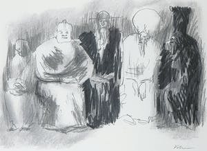 Luis Filcer - Handbewerkte litho, Compositie met figuren - Ingelijst kopen? Bied vanaf 1!