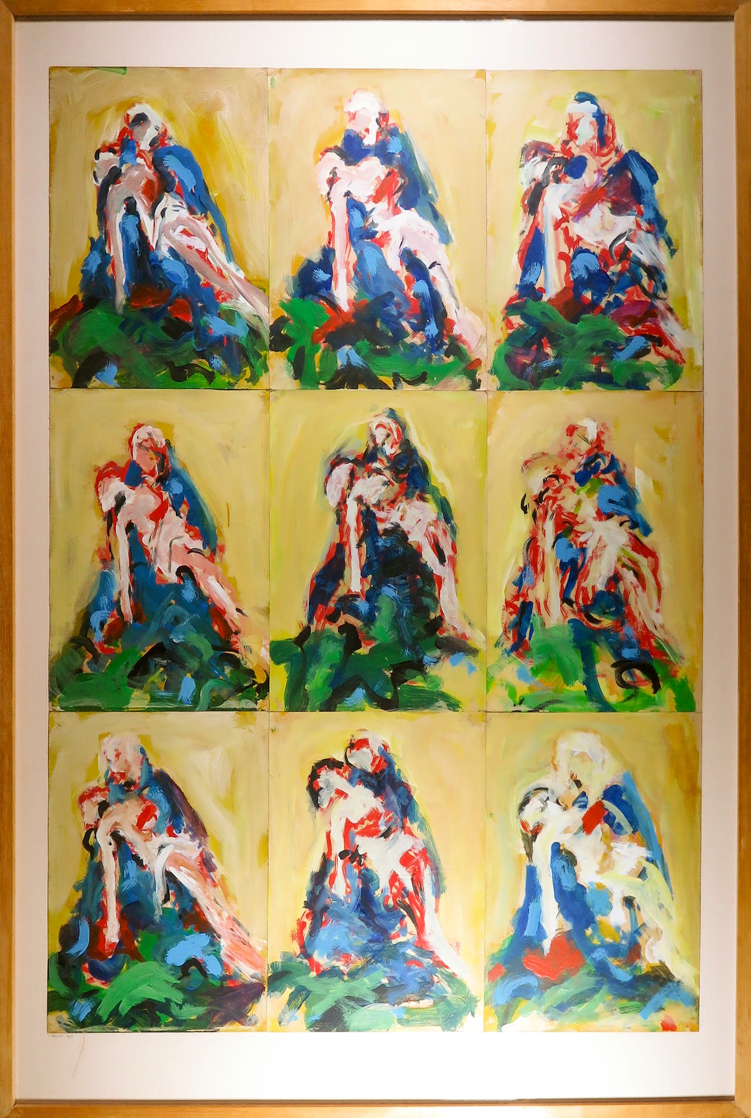 Luuk Fikken - Olieverf op papier, Pieta - Ingelijst (Zeer groot) verkocht voor € 1!