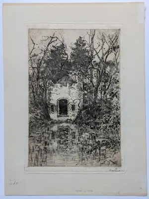 Willem de Zwart - 1896 - Ruïne aan een vijver (Lage Vuursche) kopen? Bied vanaf 30!