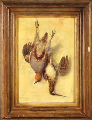 Roelof Wildeboer - Olieverf op doek, Stilleven met vogels - Ingelijst verkocht voor € 80!