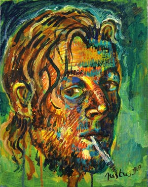 Justus Donker - Olieverf op doek, Zelfportret met sigaret kopen? Bied vanaf 100!