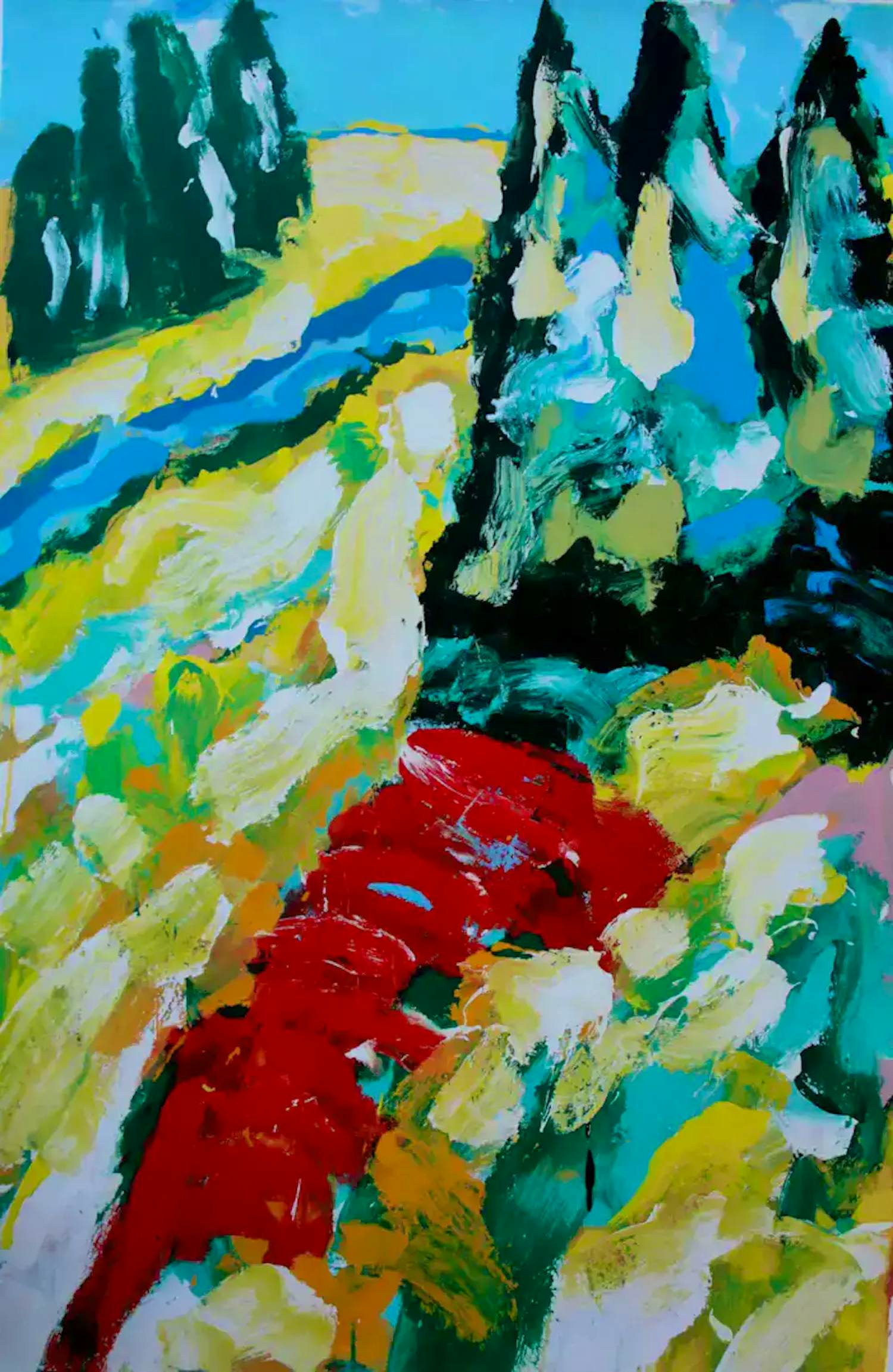 Jan Cremer - Strada Rosso II - 2001 (grote zeefdruk!) kopen? Bied vanaf 20!