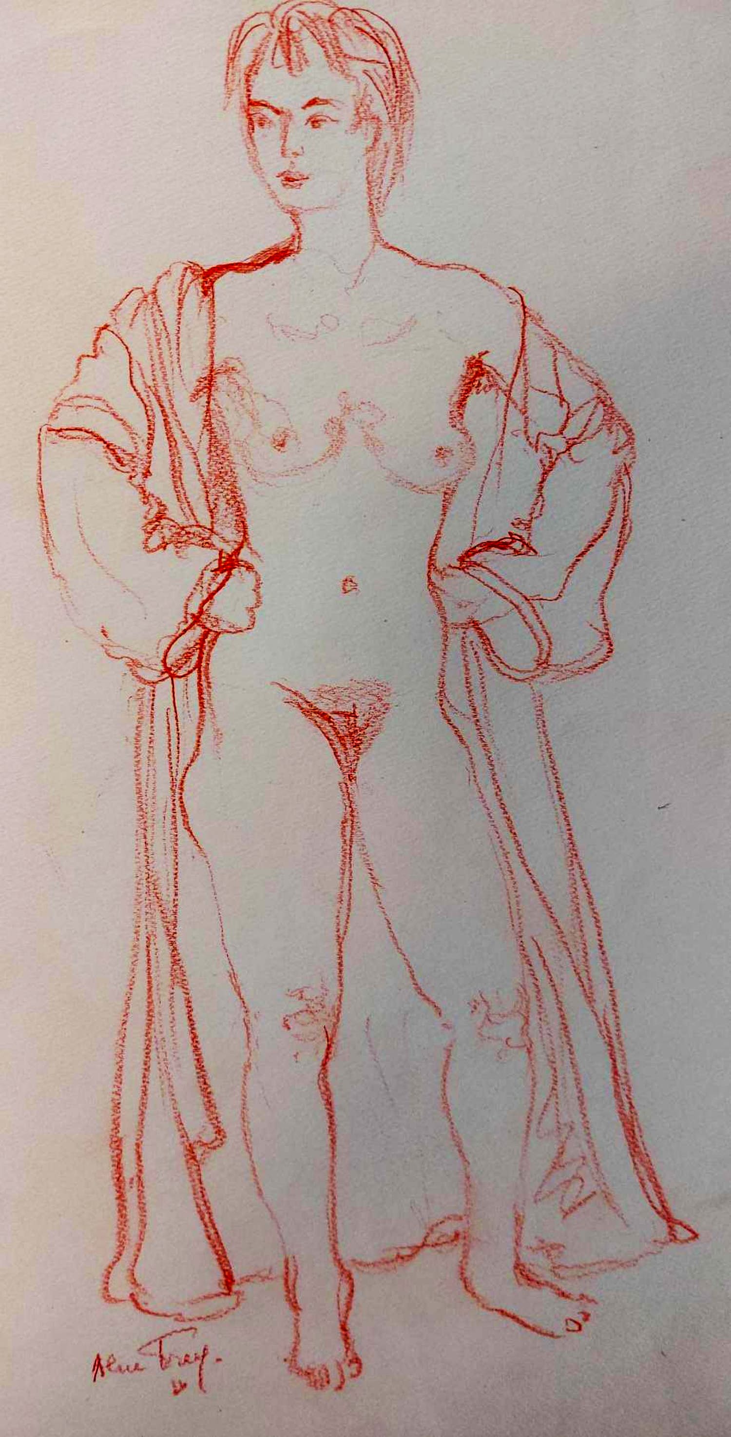 Alice Frey - tekening van een dame, gesigneerd en ingelijst kopen? Bied vanaf 75!