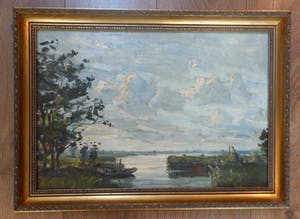 Hans Vermolen - Rivierenlandschap met bootje kopen? Bied vanaf 50!