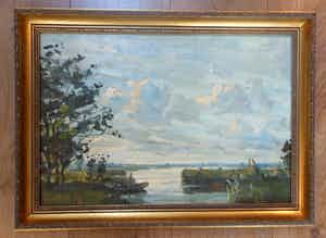 Hans Vermolen - Rivierenlandschap met bootje verkocht voor € 50!