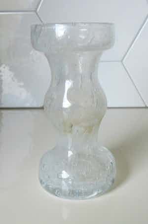 Floris Meydam - Dikwandig blank glazen Air Bubbel kandelaar - Leerdam verkocht voor € 1!