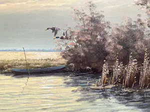 Gien Brouwer - Rivierzicht met vliegende eenden kopen? Bied vanaf 149!