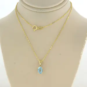 14k geel gouden collier met hanger bezet met blauwe topaas tot. 0,90ct kaufen? Bieten Sie von 130!