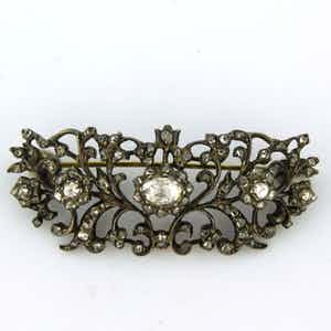goud met zilveren broche bezet met roos diamanten tot. 1.10ct - G/H - SI kopen? Bied vanaf 850!