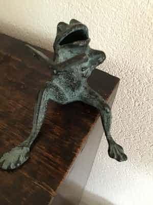 Niet of onleesbaar gesigneerd - Zingende of lezende kikker, zittend verkocht voor € 1!