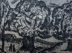 Jeanne Bieruma Oosting - 'Het park' - zeldzame ets uit 1933 kopen? Bied vanaf 80!
